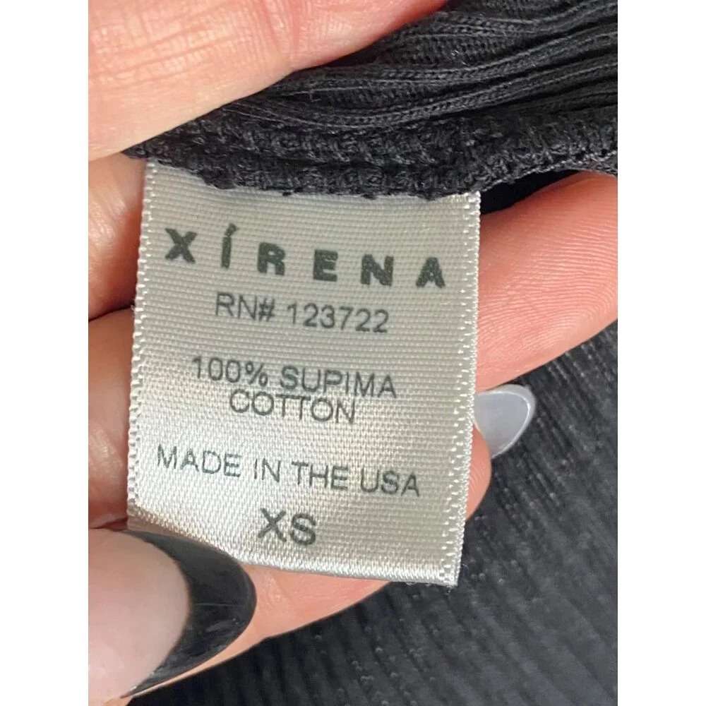 Xirena Black Ribbed Lace-Up Cotton Top-sz XS - Picture 5 of 7